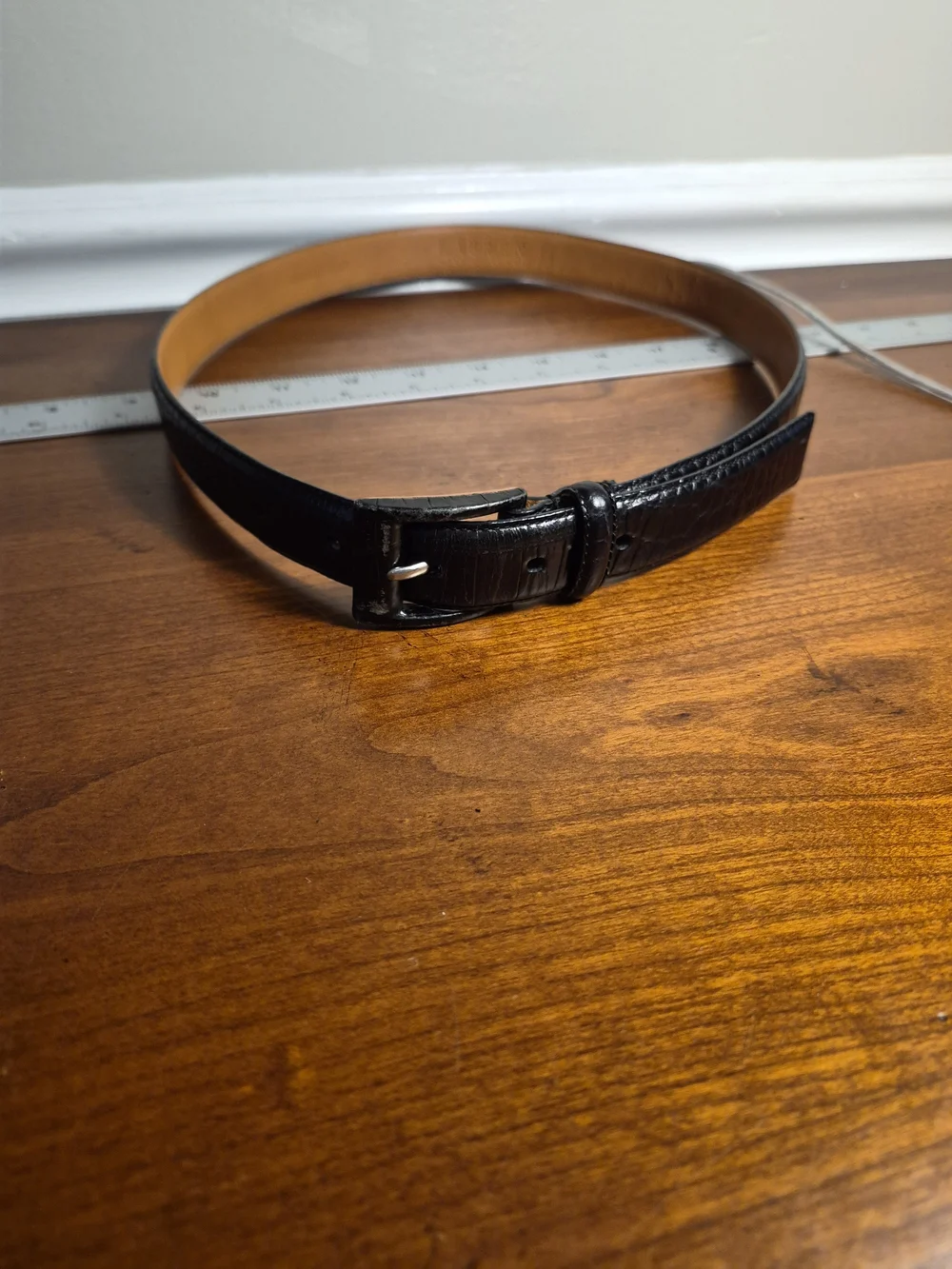 Lauren Ralph Lauren Black Leather Belt with Silver Buckle Size M